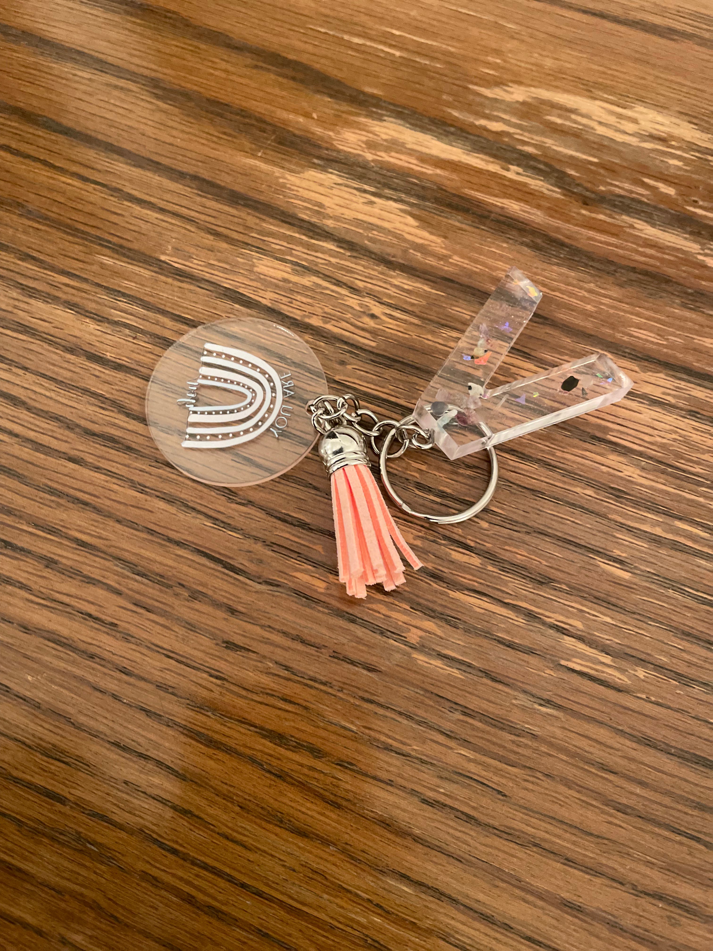 Sprinkle Grace Personalized Positive Keychain - Customizable Resin Initial or Circle Name